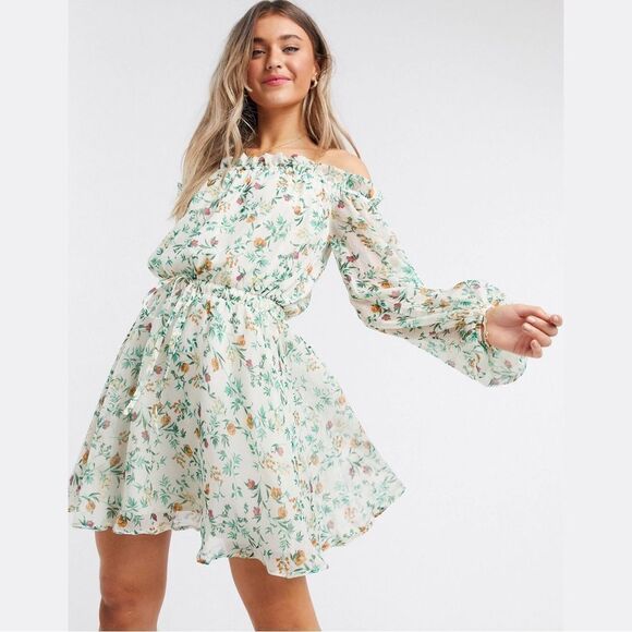 ✨ HP✨ASOS DESIGN off shoulder mini dress in ditsy floral print✨ - Picture 2 of 6